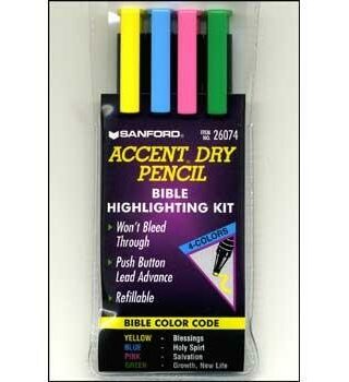 634989260744 Sanford Bible Dry Pencil Bible Highlighting Kit