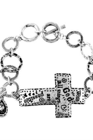 603799246514 Matthew 19:26 Sideways Cross (Bracelet/Wristband)