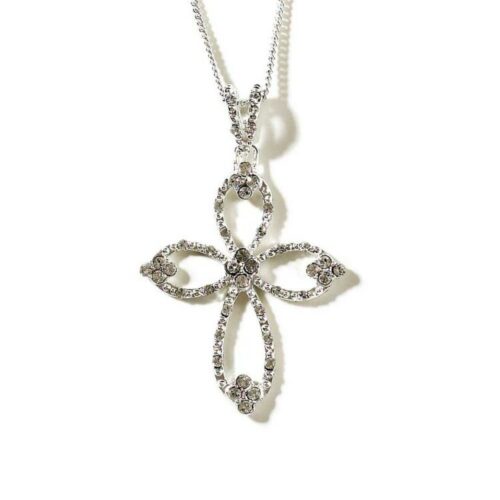 714611138013 Large Open Petal Cross With CZ Stones