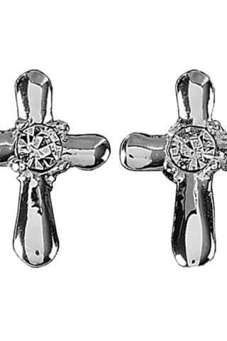 714611154174 Petal Cross With CZ Stone (Earring)