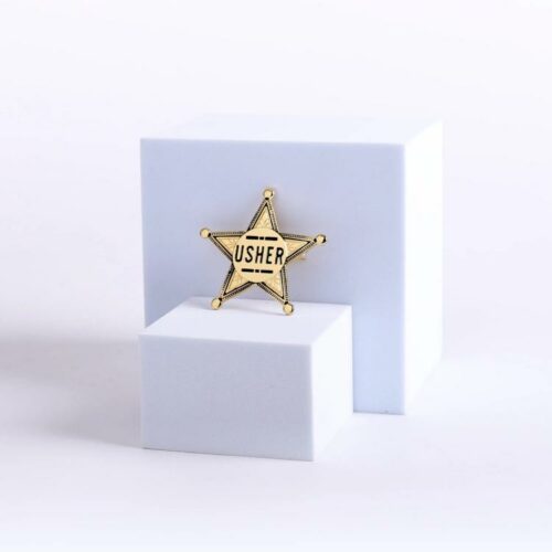 788200805730 Usher Star Pin Back Metal Badge