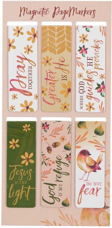 1220000137219 Set of 6 Beloved Scripture Favorites w/Autumn/Fall Acorns Inspirational Magnetic