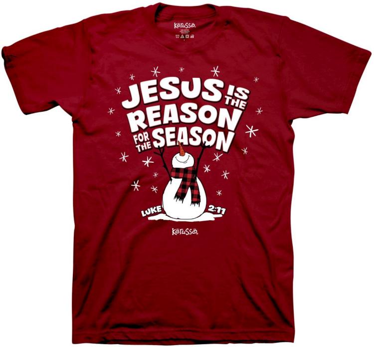 612978655917 Kerusso Jesus Is The Reason Snowman (Large T-Shirt)
