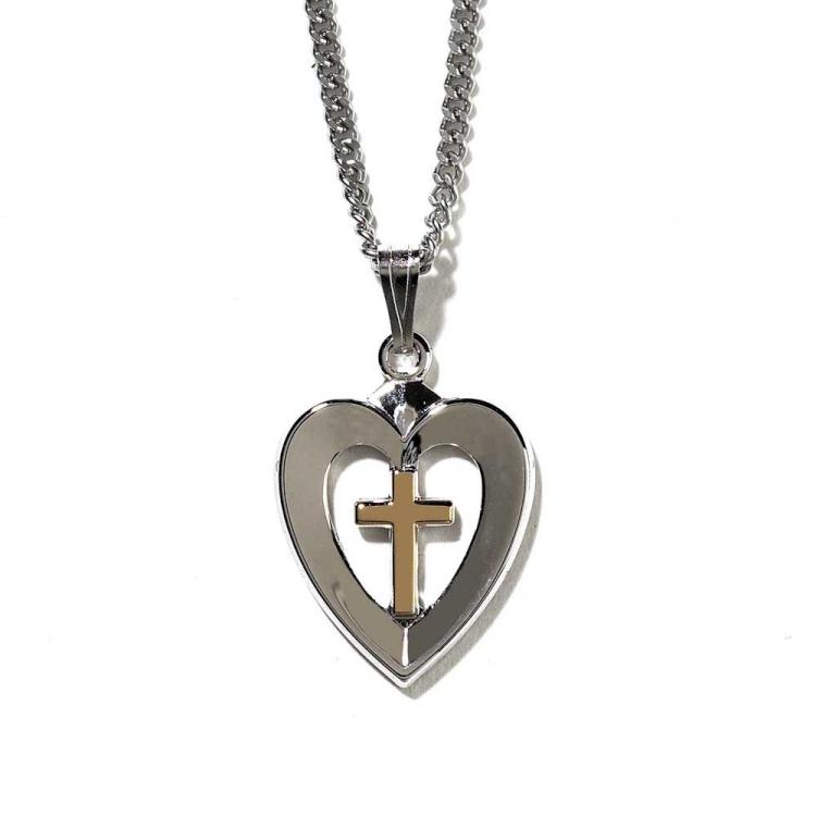 714611139690 2 Tone Heart With Cross Center