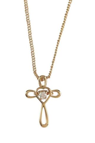 714611188247 Open Petal Cross Heart With CZ