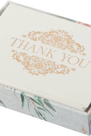 1220000371002 With Love Boxed Floral Thank You Note Card & Teal Envelope Set for Women