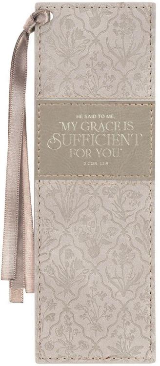 1220000721944 Premium Vegan Leather Inspirational Scripture Bookmark for Women: My Grace is Su