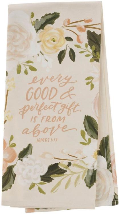 1220000722170 Decorative Inspirational Scripture Tea Towel for Women: Every Good Gift Encourag