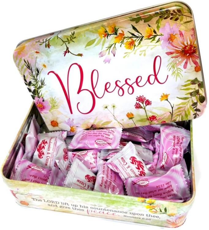 641520003364 Blessed Strawberry And Cream Candy Tin
